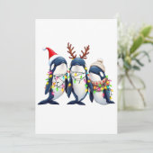 Drei Wale mit Weihnachtsfeiertag-Weihnachtsmannmüt Dankeskarte (Stehend Vorderseite)