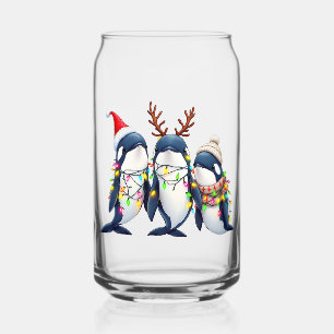 Drei Wale mit Weihnachtsfeiertag-Weihnachtsmannmüt Dosenglas