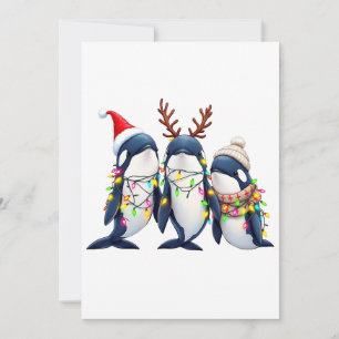 Drei Wale mit Weihnachtsfeiertag-Weihnachtsmannmüt Einladung
