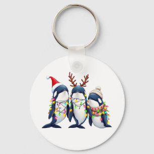 Drei Wale mit Weihnachtsfeiertag-Weihnachtsmannmüt Schlüsselanhänger