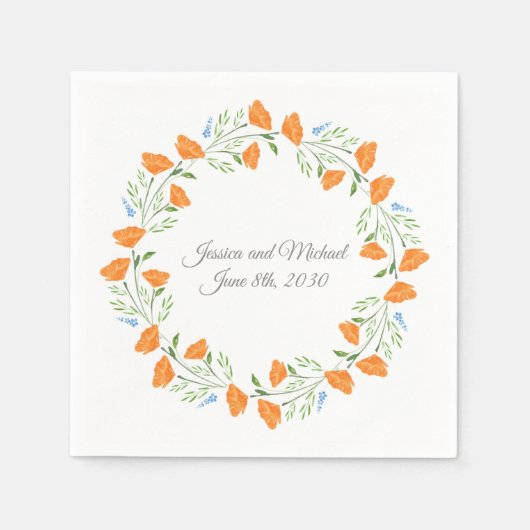 Drei Wasserfarben-Kranz Serviette (Vorderseite)
