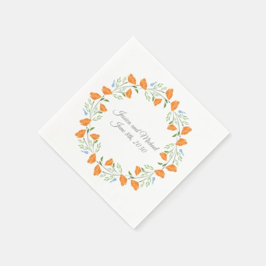 Drei Wasserfarben-Kranz Serviette (Ecke)