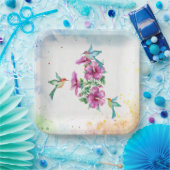 Drei Wasserfarben-Papierplatte für Hummingvögel Pappteller (Party)