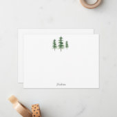 Drei Wasserfarben-Pinienbäume Mitteilungskarte (Vorderseite/Rückseite Beispiel)