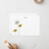 Drei Wasserfarben, Stifte und Tinten, Daisy-Stiele Mitteilungskarte (Vorderseite/Rückseite Beispiel)