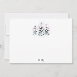 Drei Wasserfarben Winterbäume Mitteilungskarte