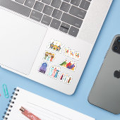 Drei-Wege-Männer-Sticker Aufkleber (Laptop mit iPhone)