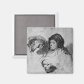 Drei weibliche Köpfe mit einem Schlafzimmer, 1637 Magnet (Vorderseite/Rückseite)