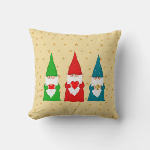 Drei Weihnachts-Gnome & Sterne Kissenhülle Kissen