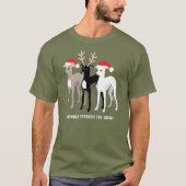 Drei Weihnachts-Greyhounds Benutzerdefinierter Tex T-Shirt (Vorderseite)