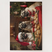 Drei Weihnachts-Mops Puzzle (Vertikal)
