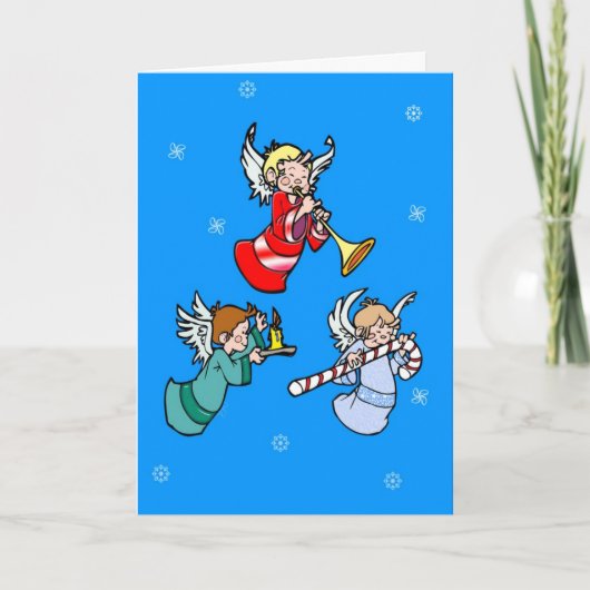 Drei WeihnachtsAngels Feiertagskarte (Vorderseite)