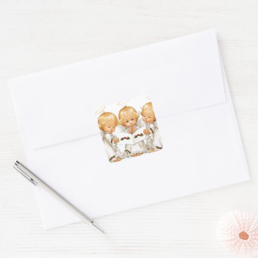 Drei WeihnachtsAngels Quadratischer Aufkleber (Umschlag)