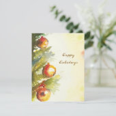 drei Weihnachtsbällchen Feiertagskarte (Stehend Vorderseite)