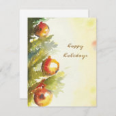 drei Weihnachtsbällchen Feiertagskarte (Vorne/Hinten)