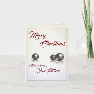 Drei Weihnachtsbälle vor hellem Hintergrund Karte