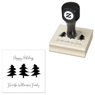 Drei Weihnachtsbaumfamilien Gummistempel
