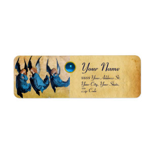 DREI WEIHNACHTSengel im BLAUEN PERGAMENT, Saphir