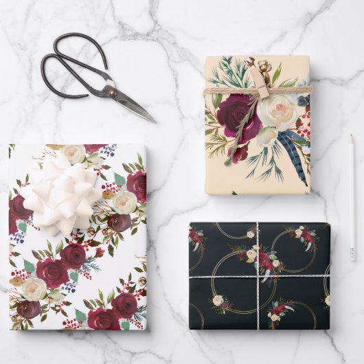 Drei Weihnachtsfeierlichkeiten Geschenkpapier Set (Vorderseite)