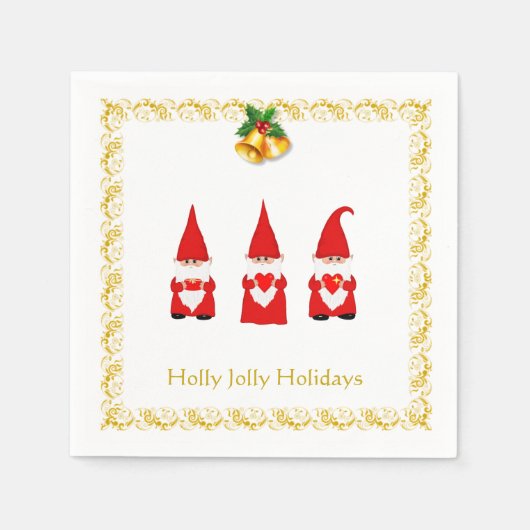 Drei Weihnachtsgnomaden auf White Napkins Serviette (Vorderseite)