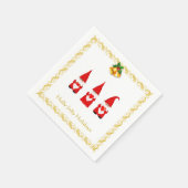 Drei Weihnachtsgnomaden auf White Napkins Serviette (Ecke)