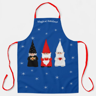 Drei Weihnachtsgnomen auf der Royal Blue Schürze