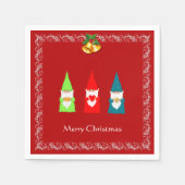 Drei Weihnachtsgnomen auf Rot Serviette (Vorderseite)