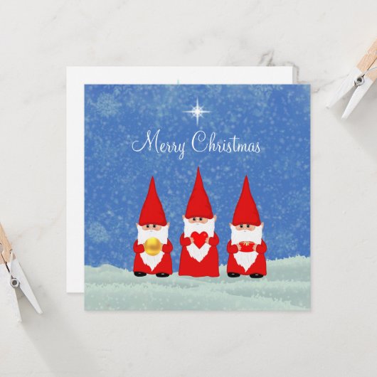 Drei Weihnachtsgnomen Karte (Vorderseite/Rückseite Beispiel)