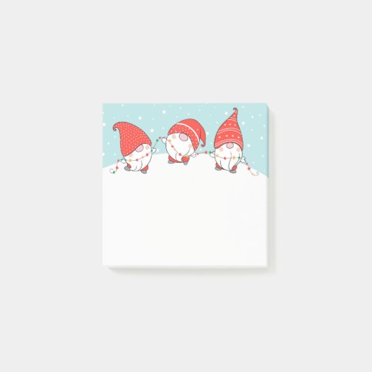 Drei Weihnachtsgnomes Elves Post-It-Notes Post-it Klebezettel (Vorderseite)