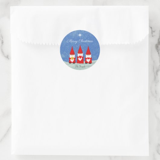 Drei Weihnachtsgnomes Runder Aufkleber (Tasche)