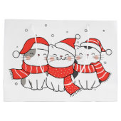 Drei Weihnachtskatzen in Hats und Skarabäen Große Geschenktüte (Rückseite)