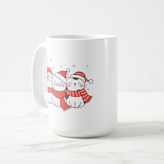 Drei Weihnachtskatzen in Hats und Skarabäen Kaffeetasse (Vorderseite Links)