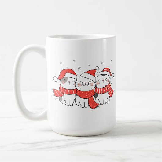 Drei Weihnachtskatzen in Hats und Skarabäen Kaffeetasse (Links)