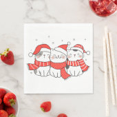 Drei Weihnachtskatzen in Hats und Skarabäen Serviette (Beispiel)