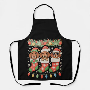 Drei Weihnachtsmann-Elfen-Dachshund-Weihnachtsstrü Schürze