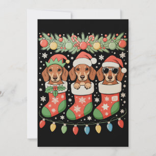Drei Weihnachtsmann-Elfen-Dachshunde-Weihnachtsstr Feiertagskarte