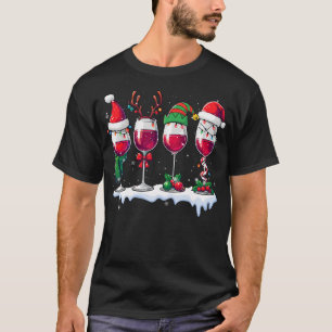 Drei Weihnachtsmann-Elfen-Rentier-Weingläser Weihn T-Shirt