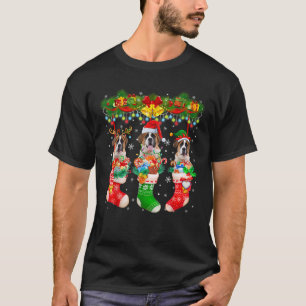 Drei Weihnachtsmann-Rentiere-Elfen-St.-Bernhard-Hu T-Shirt