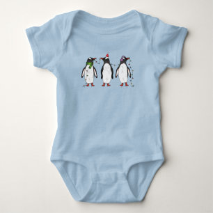 Drei Weihnachtspinguine Illustration Baby Strampler