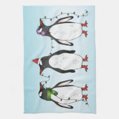 Drei Weihnachtspinguine Illustration Geschirrtuch (Vertikal)