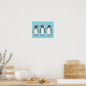 Drei Weihnachtspinguine Illustration Poster (Küche)