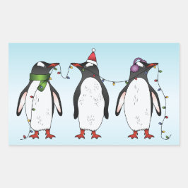 Drei Weihnachtspinguine Illustration Rechteckiger Aufkleber