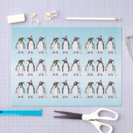 Drei Weihnachtspinguine Illustration Seidenpapier