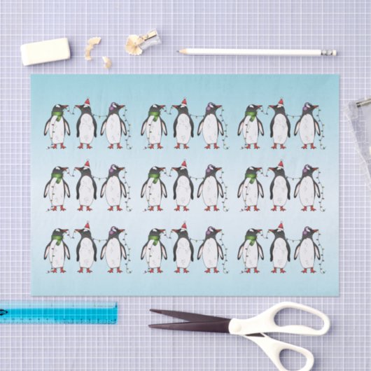 Drei Weihnachtspinguine Illustration Seidenpapier (Handwerk)