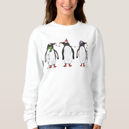 Drei Weihnachtspinguine Illustration Sweatshirt (Vorderseite)
