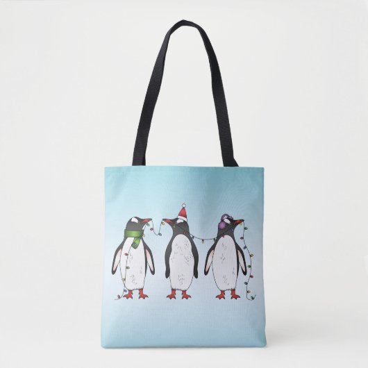 Drei Weihnachtspinguine Illustration Tasche (Vorderseite)