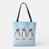 Drei Weihnachtspinguine Illustration Tasche (Rückseite)