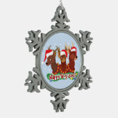 Drei Weihnachtsrotwild Schneeflocken Zinn-Ornament (Links)