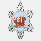 Drei Weihnachtsrotwild Schneeflocken Zinn-Ornament (Rechts)