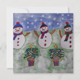 Drei Weihnachtsschneemänner flache Weihnachtskarte